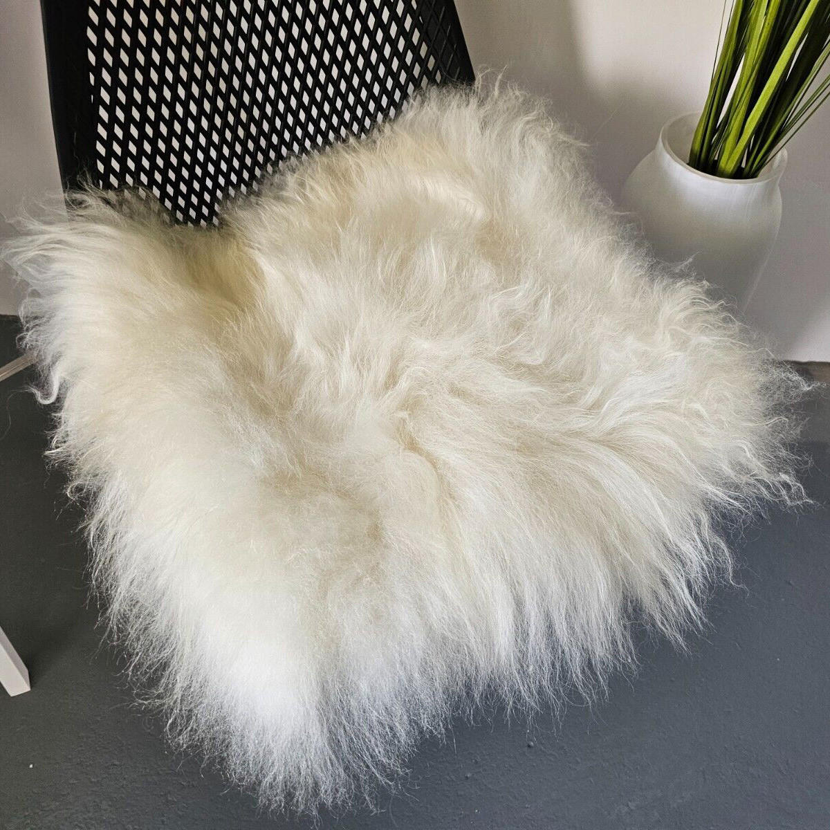 SITZAUFLAGE Island Schaffell Weiß Patchwork 40x40 cm - Weiß, Fell (40/40cm) - Provellus