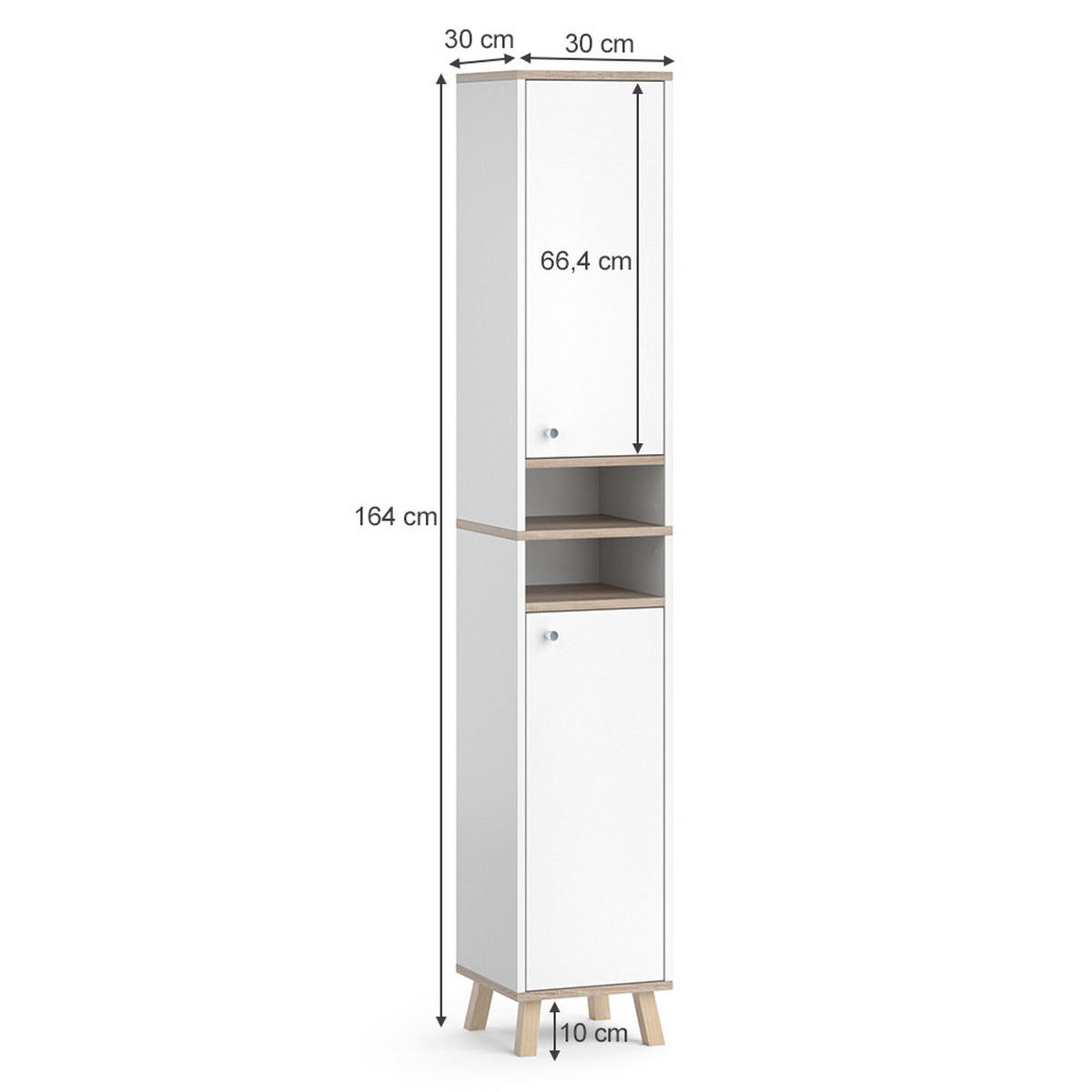 BADSCHRANK Senyo Weiß 30 x 174 cm - Weiß, Holzwerkstoff (30/174/30cm) - Vicco
