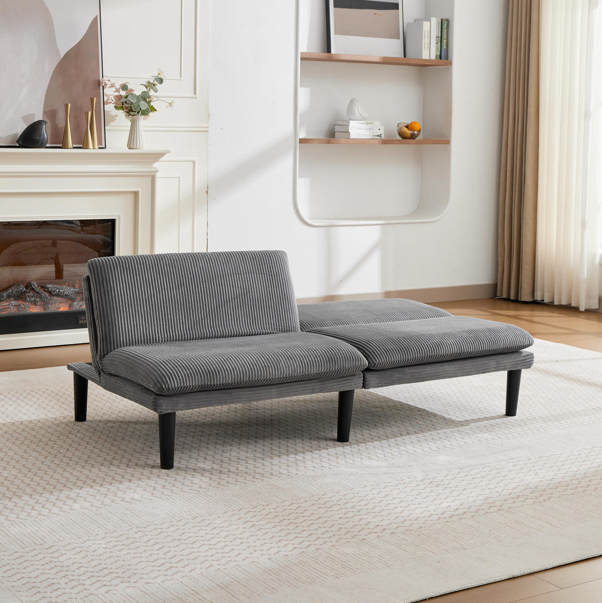 2-SITZER-SOFA aus Samt in Grau mit 3-fach verstellbarer Rückenlehne - Grau, Textil (84/67/167cm) - Modfu