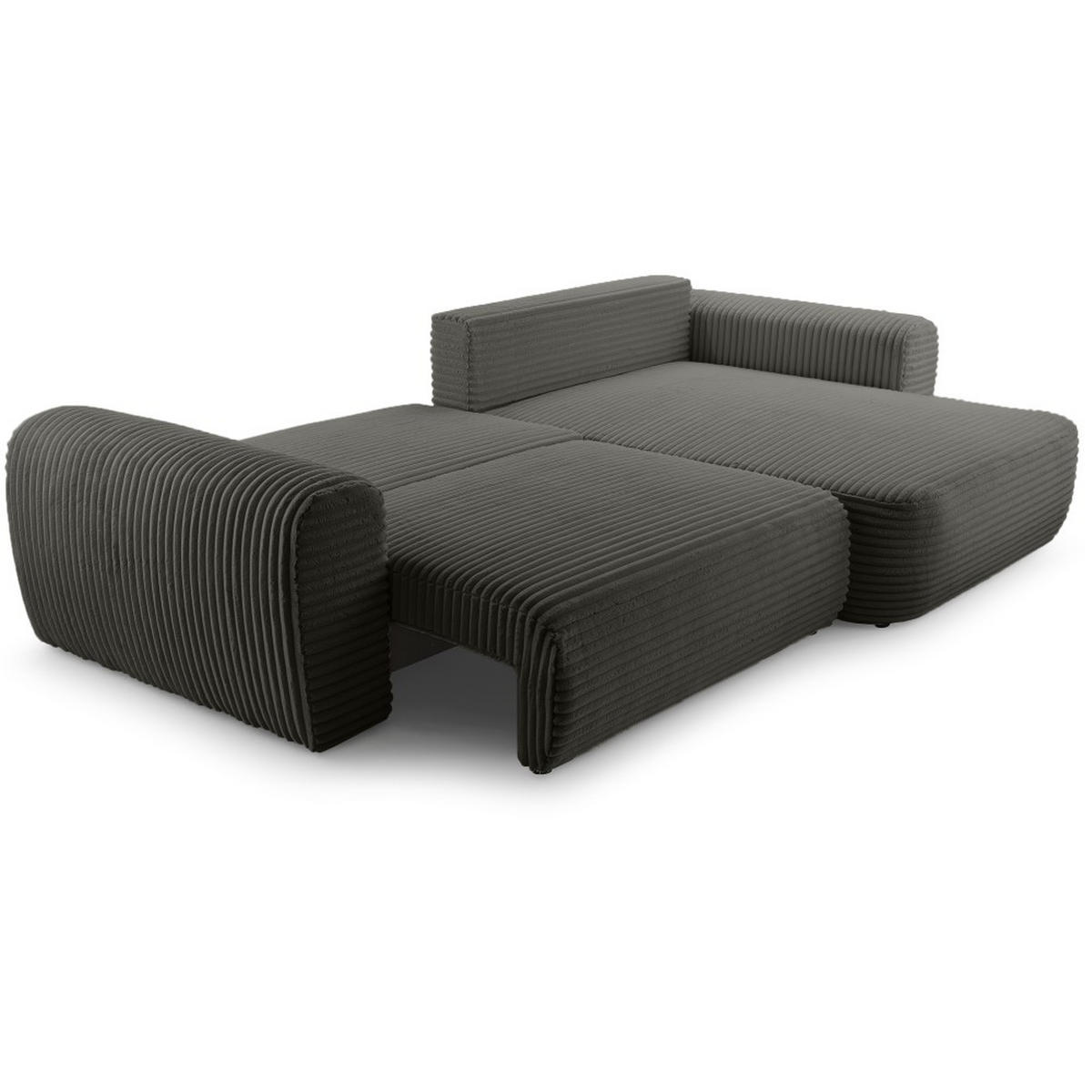 ECKSCHLAFSOFA Harmonia Dunkelgrau rechts - Dunkelgrau/Schwarz, Textil (297/169cm) - Beautysofa