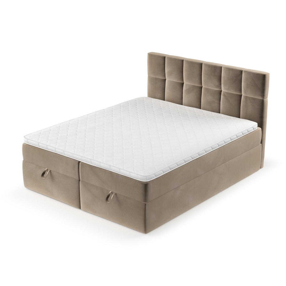 BOXBETT Savio 180/200 cm Taupe im Paros Stoff - Taupe/Schwarz, Holz/Holzwerkstoff (180/200cm) - AltaBeds