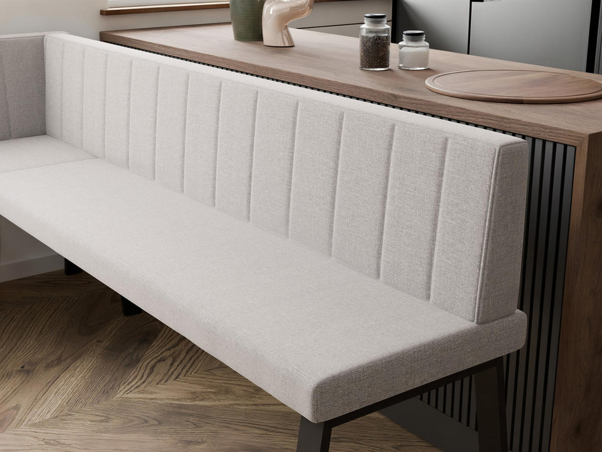 ECKBANK links MONO Y Webstoff gesteppt, 128/168 cm Beige - Beige, Textil/Metall (128/168cm) - Idohome