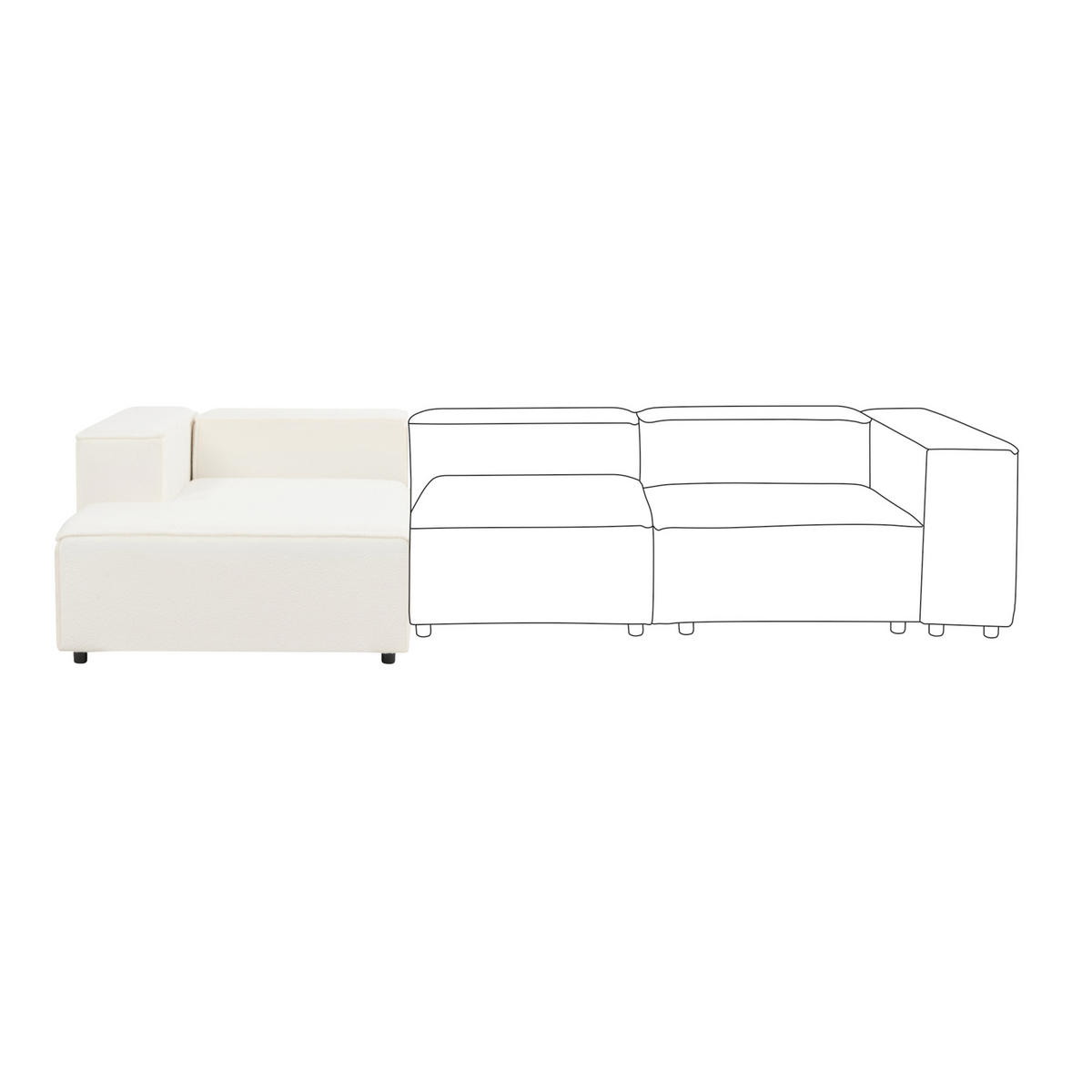 CHAISELONGUE-RECHTSSEITIGE Bouclé Cremeweiß Ardal - Creme, Textil (119/68/180cm) - Beliani