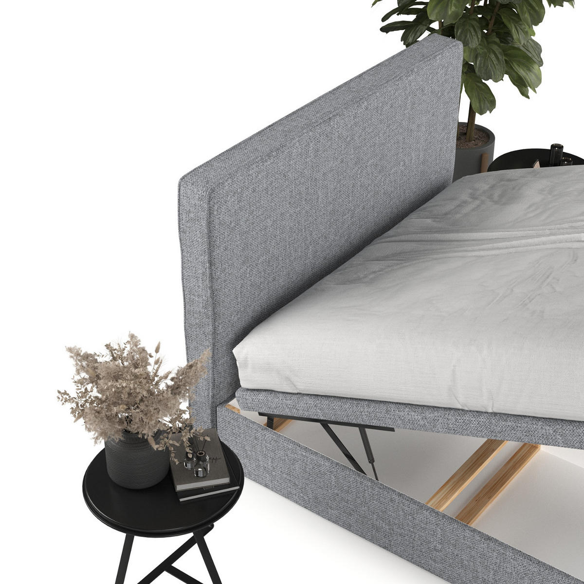 POLSTERBETT Hush mit Stauraum 200/200 cm Grau im Alta Stoff - Schwarz/Grau, Holz/Holzwerkstoff (200/200cm) - AltaBeds