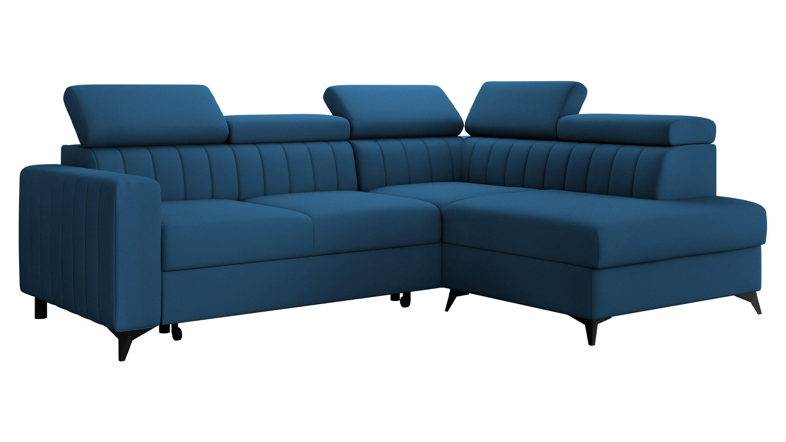 COLTAR Milano 2RRLXP, Dreapta 2R+R+LXP - albastru, material textil/lemn (195/249cm) - MIRJAN24