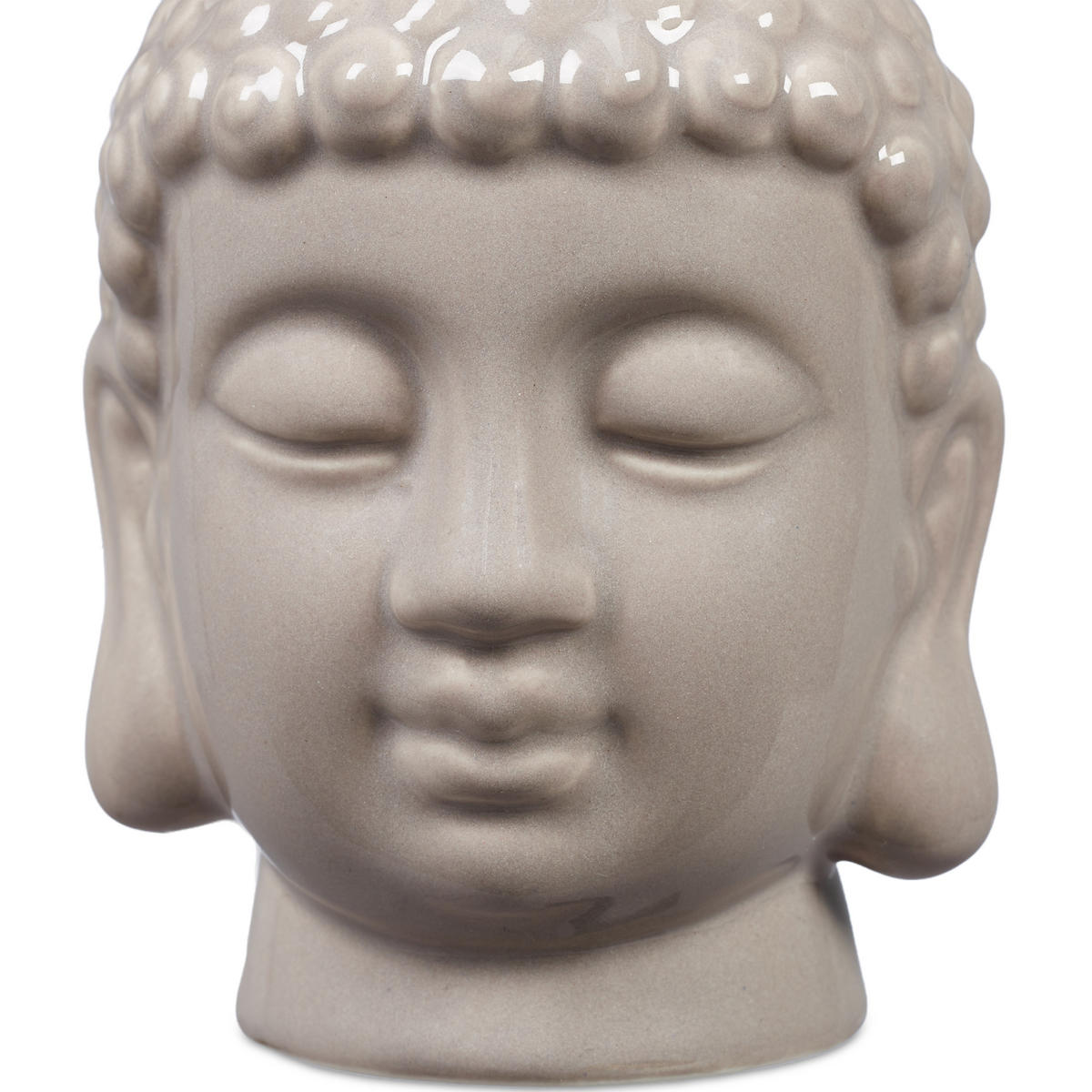 BUDDHA Teelichthalter - Grau, Keramik (9.5cm) - Relaxdays