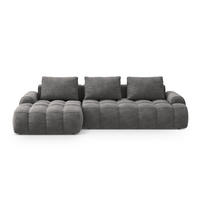 AUSKLAPPBARES-ECKSOFA links mit Container Linz aus Samt grau 3 Sitzplätze - Grau, Textil (142/275cm) - Cosmopolitan Design