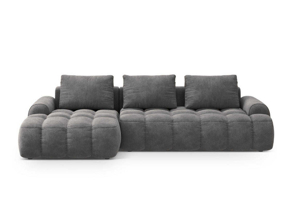 AUSKLAPPBARES-ECKSOFA links mit Container Linz aus Samt grau 3 Sitzplätze - Grau, Textil (142/275cm) - Cosmopolitan Design