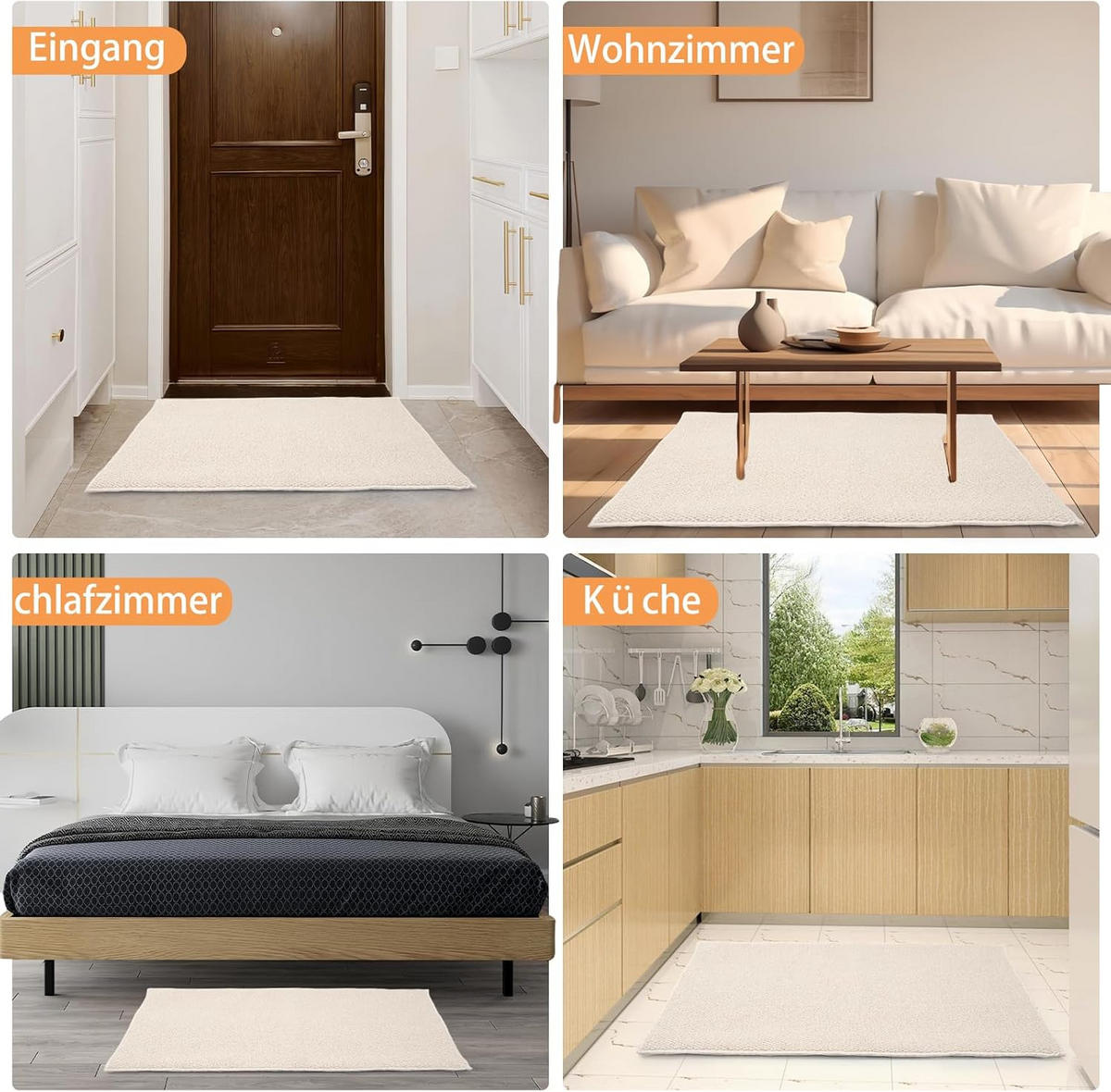 FUSSMATTE Rutschfest Fußmatte Außen und Innen,Beige,50*80cm - Beige, Textil (50/80cm) - Kaket