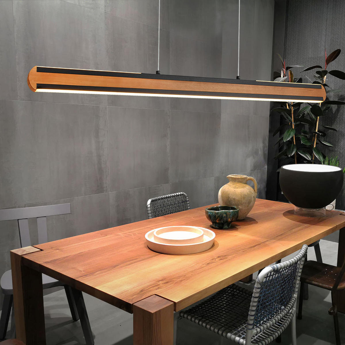 LED HÄNGELEUCHTE Metall Holzoptik Braun - Braun, Holz (6/110/150cm)