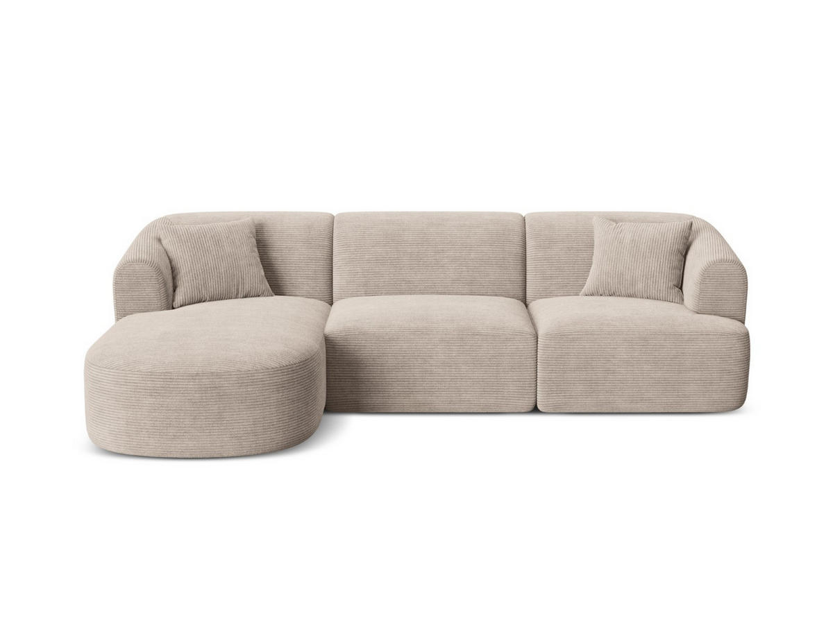 MODULARES-ECKSOFA links Campi aus Cord cappuccino 4 Sitzplätze - Cappuccino, Textil (156/256cm) - Cosmopolitan Design