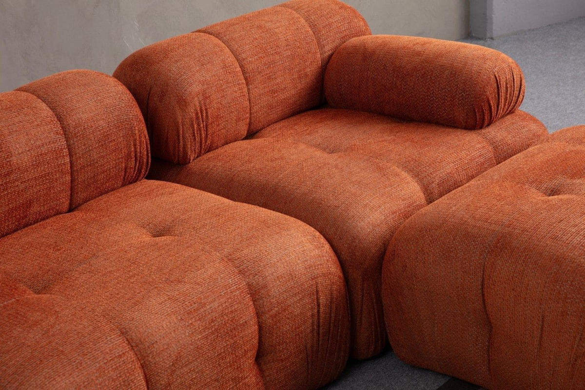 ECKSOFA inklusive Hocker - Schwarz/Orange, Holz/Kunststoff (290/160cm) - myHomelando