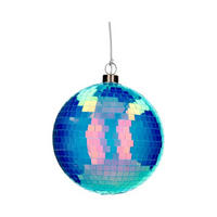 WEIHNACHTSKUGEL LED Disco, Glas / Polyester, Neon Blau, Ø 15 cm - Blau, Glas (15/15/15cm) - Gift Company