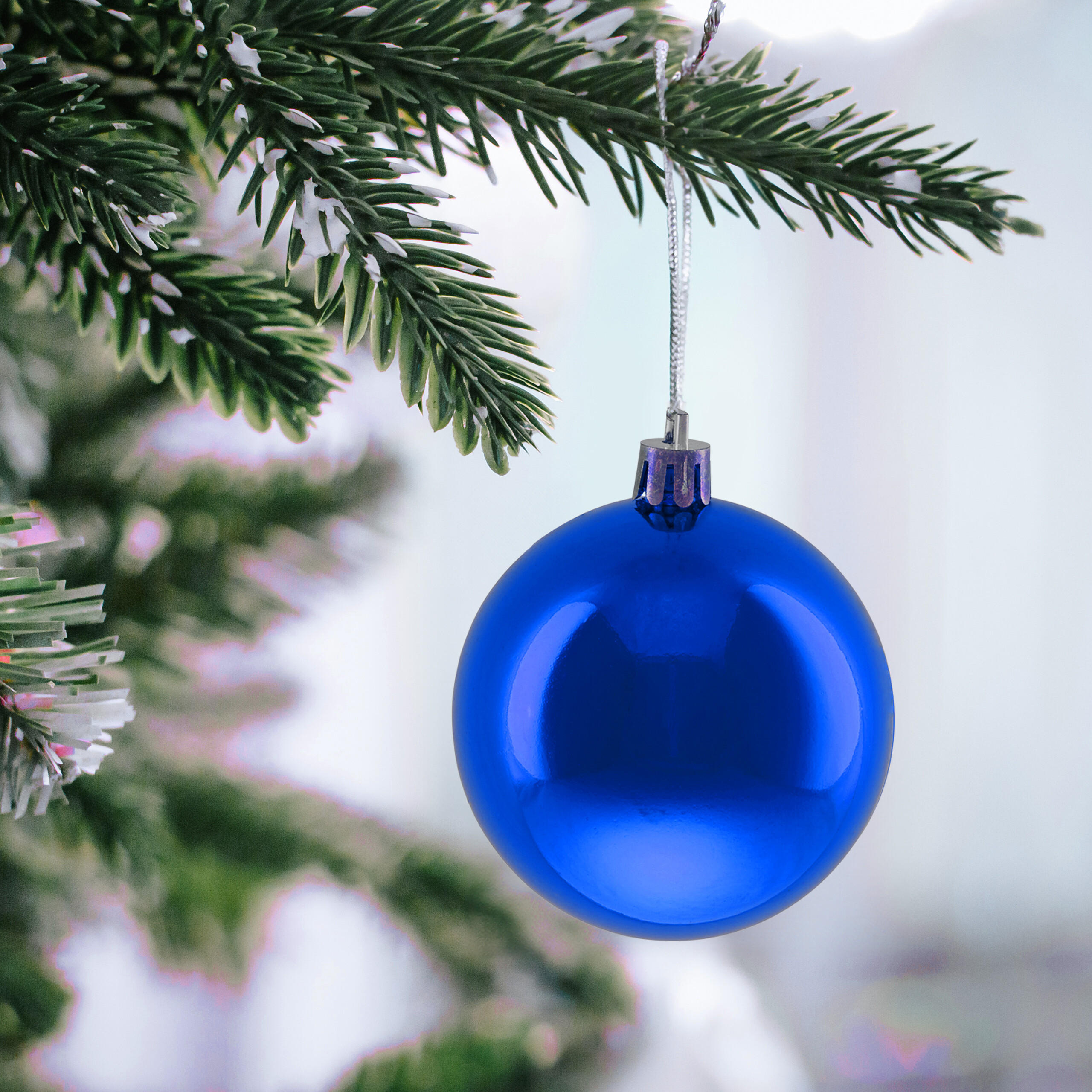 50XWEIHNACHTSKUGELN - Blau, Kunststoff (6/7/6cm) - Relaxdays