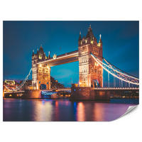 FOTOTAPETE für Wohnzimmer Tower Bridge London Thames Panorama 450x315 - Gelb/Rot, Papier (450/315cm) - Muralo