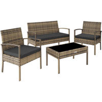RATTAN SITZGRUPPE Sparta,schlanke Gestelle,natur - Naturfarben, Kunststoff - tectake
