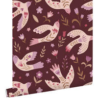TAPETE Blumen und Vögel 50 x 900 cm - Lila, Papier (50/0.1cm) - ESTAhome