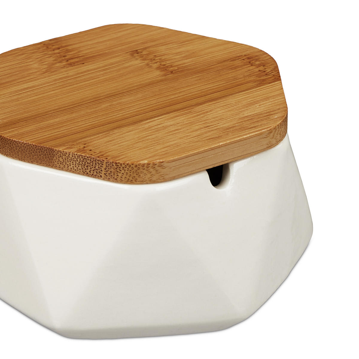 ASCHENBECHER - Weiß, Keramik/Holz (10.5cm) - Relaxdays