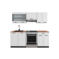 KÜCHENZEILE R-Line Weiß Landhaus/Anthrazit 200 cm, AP Eiche - Anthrazit/Creme, Holzwerkstoff (200/81.6/60cm) - Vicco