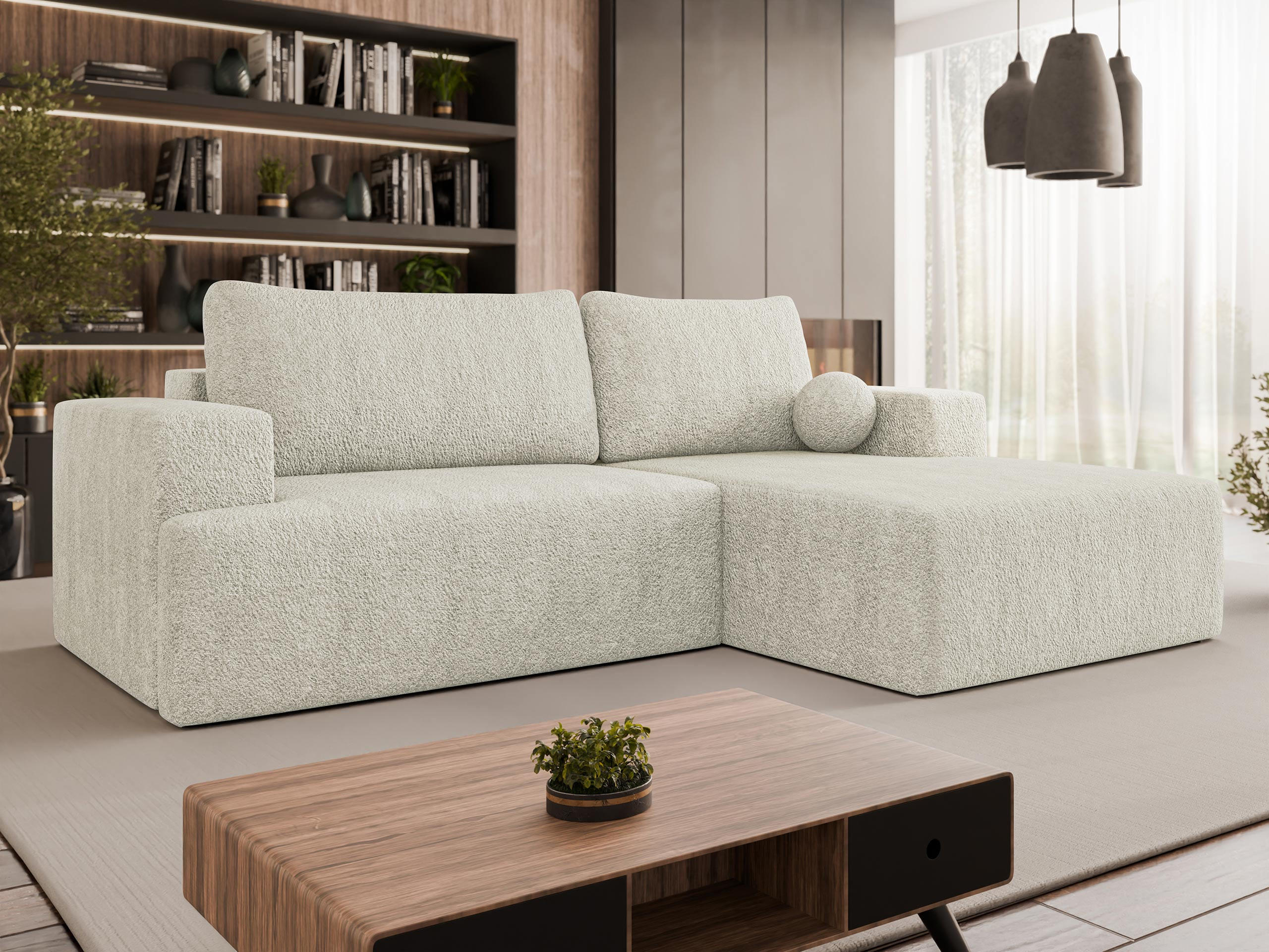 ECKSOFA Mivo, Seite: Rechts - Schwarz/Naturfarben, Holz/Kunststoff (266/163cm) - MIRJAN24