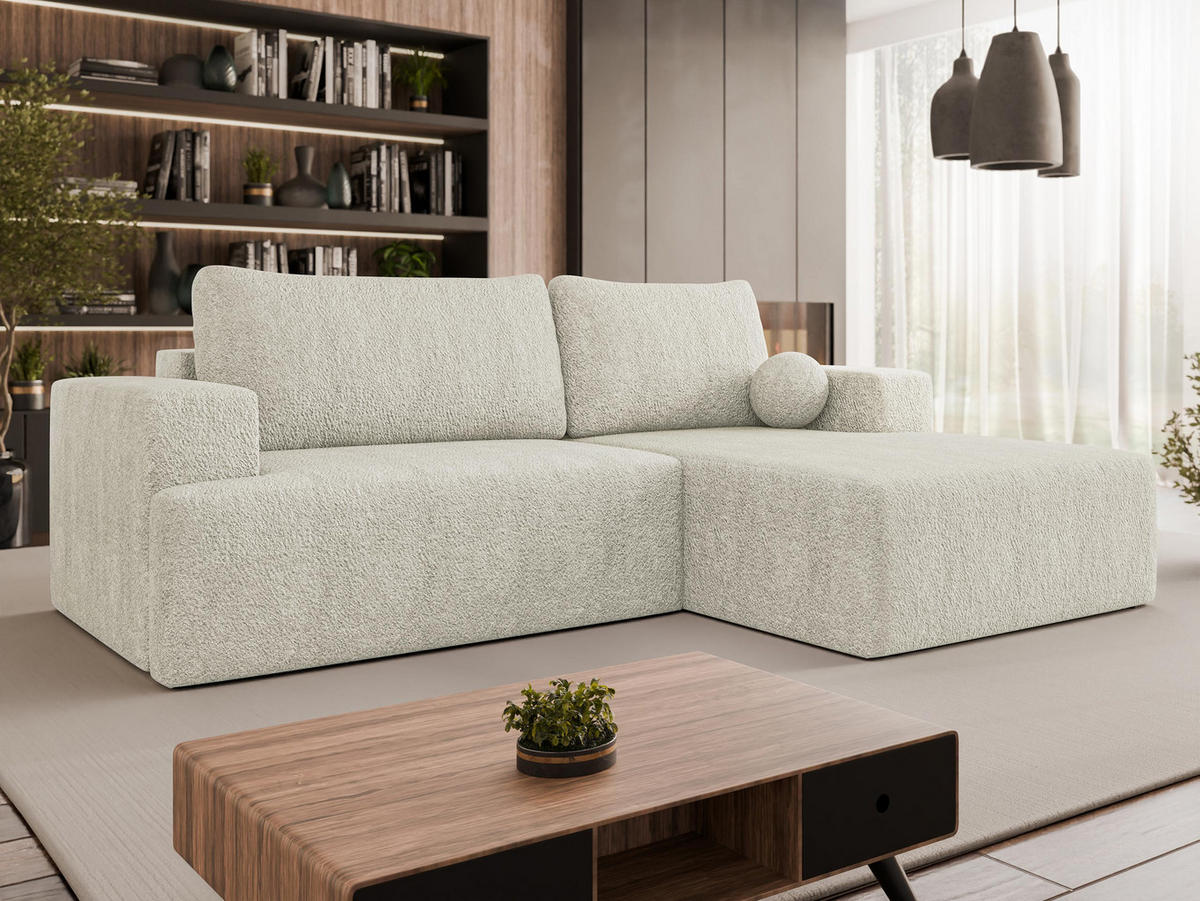 ECKSOFA Mivo, Seite: Rechts - Schwarz/Naturfarben, Holz/Kunststoff (266/163cm) - MIRJAN24