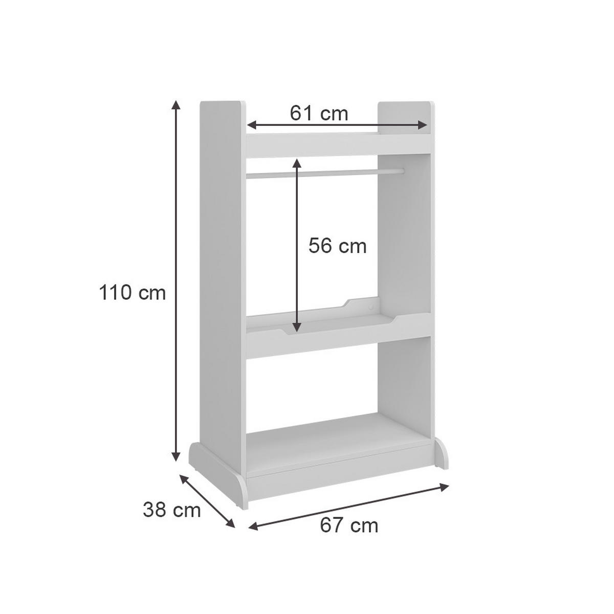 KINDERKLEIDERSCHRANK Conny Weiß 67 x 110 cm mit Kleiderstange - Weiß, Holzwerkstoff (67/110/38cm) - Vicco