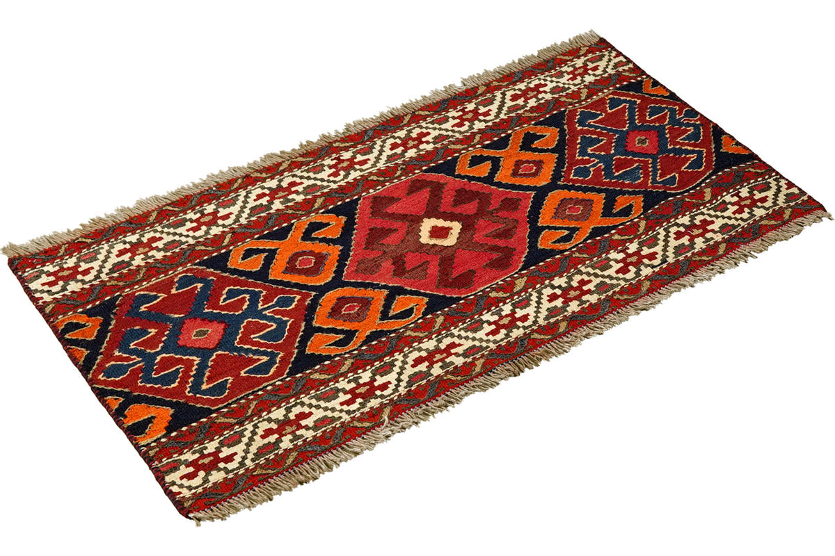 HANDWEBTEPPICH Sumak Shahsavan Blau 53/110 cm Schurwolle - Blau, Textil (110/53cm) - Looma
