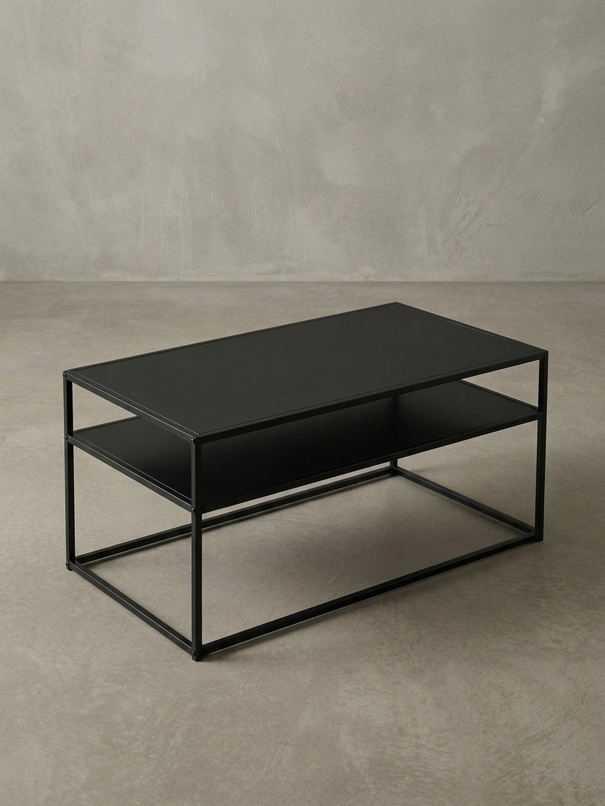 COUCHTISCH Grau Metall, Industrial-Stil mit Stauraum, Robuste Verarbeitung, Maße: 100 x 60 x 45 cm - Schwarz, Metall (60/100/45cm) - KADIMA DESIGN