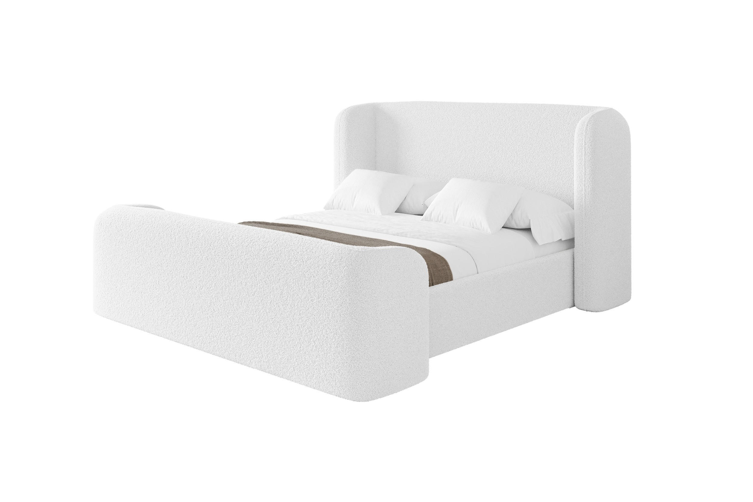 POLSTERBETT mit Bettkasten, Fußteil und Lattenrost, Boxbett ohne Matratze - ESTI-Z 160x200 Weiß - Weiß, Holzwerkstoff/Textil (160/200cm) - ALTDECOR