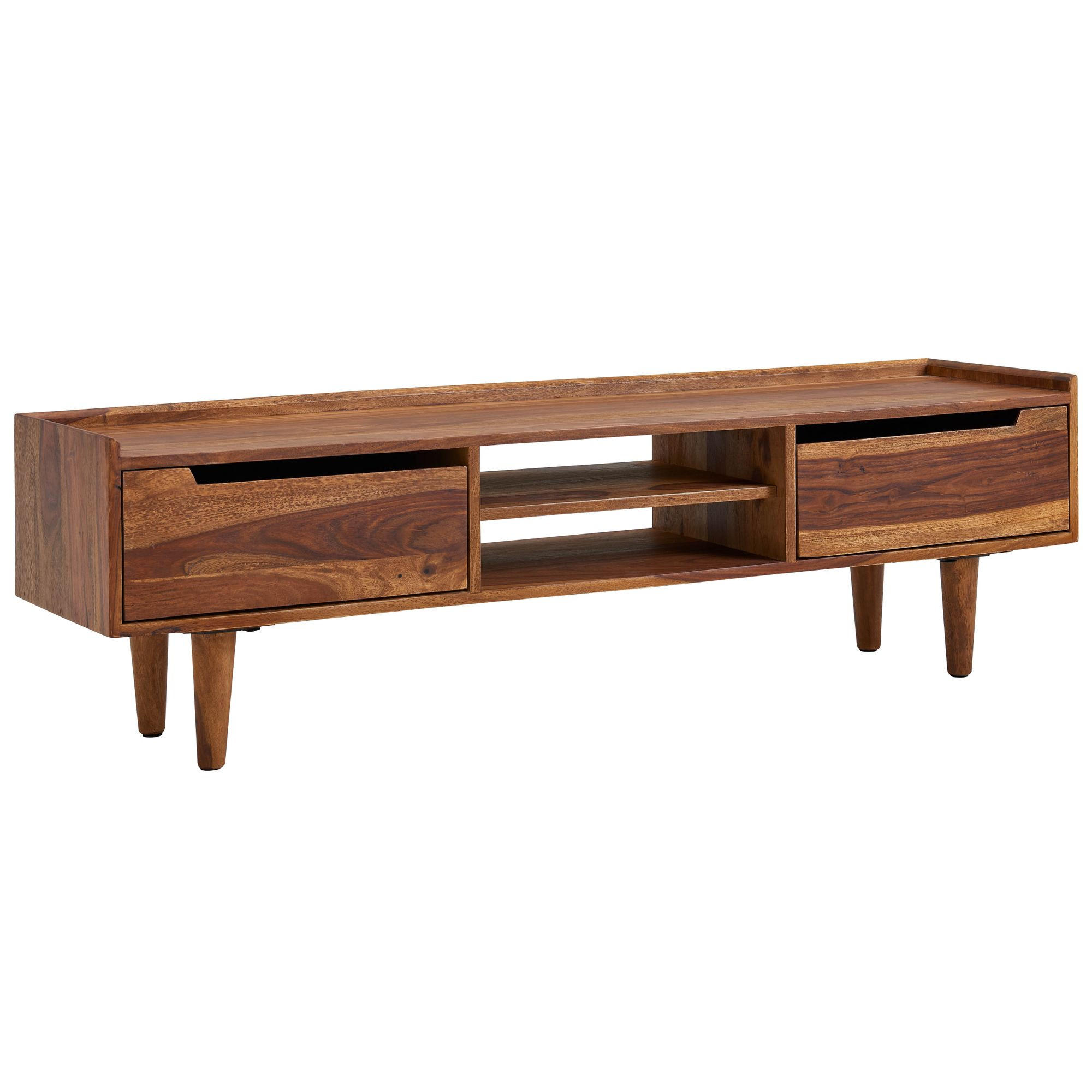 LOWBOARD Massivholz Landhausstil für 60-Zoll Fernseher mit Stauraum und Schutzlackversiegelung - Braun, Holz (145/43/35cm) - KADIMA DESIGN