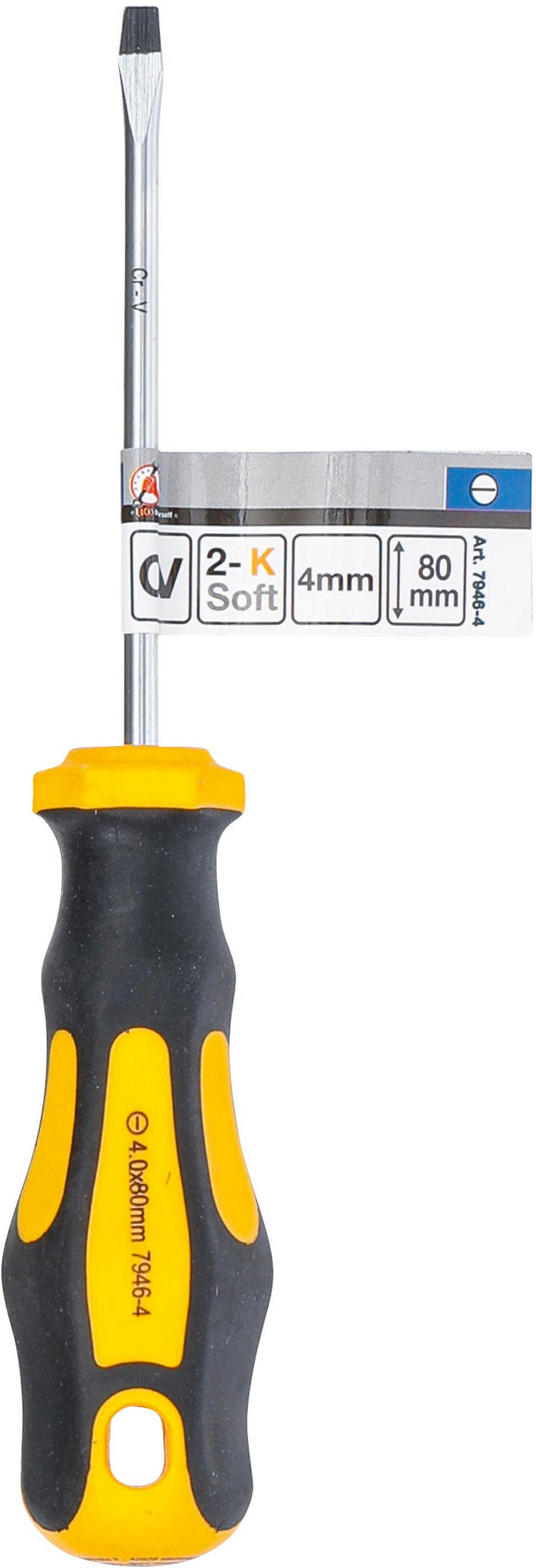 SCHRAUBENDREHER | SCHLITZ 4 MM | KLINGENLÄNGE 80 MM - Multicolor, Kunststoff/Metall (1/1cm) - BGS technic