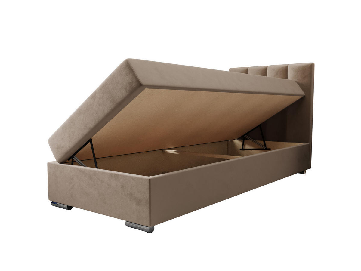 BOXBETT ZILANO 2 mit Matratze H3 und Topper 80x200 Itaka 48 - Cappuccino, Holz/Textil (80/200cm) - Bedante