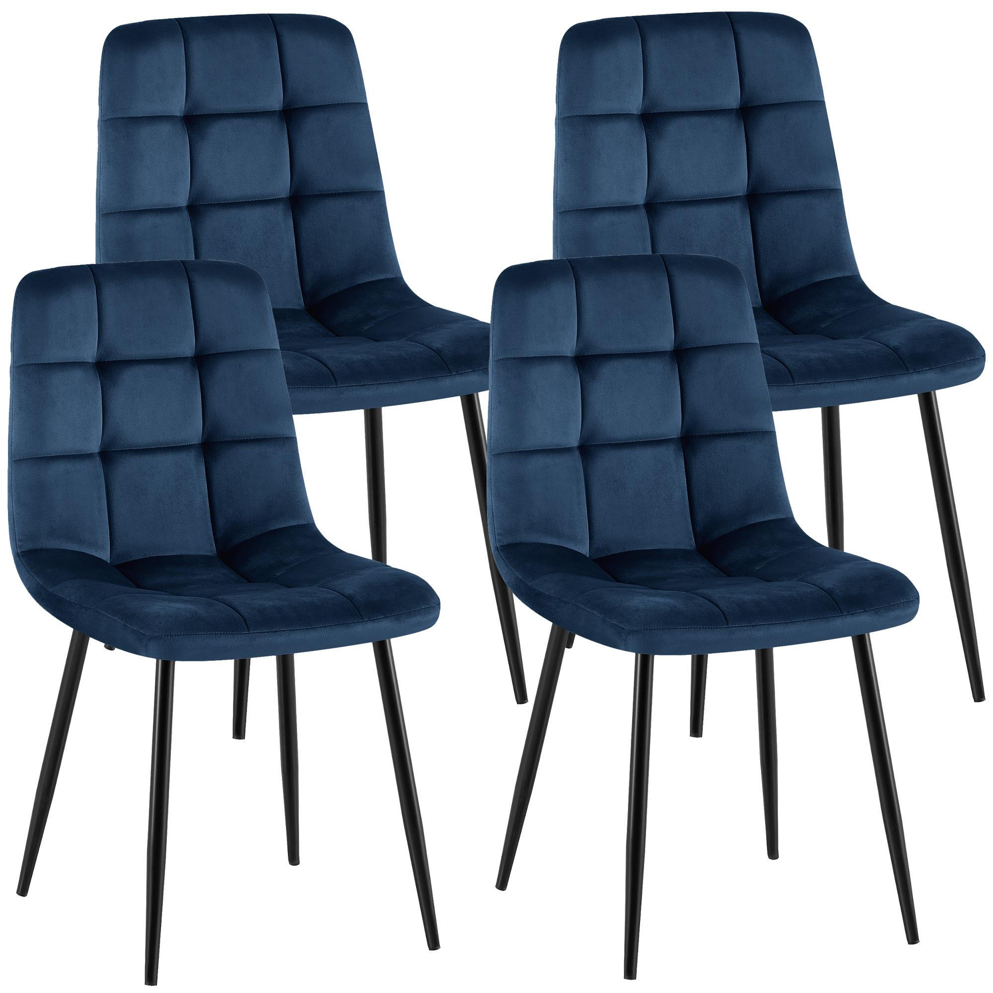 STUHL 4 Samt Dunkelblau - Schwarz/Dunkelblau, Textil/Metall (45/84/55cm) - CLP