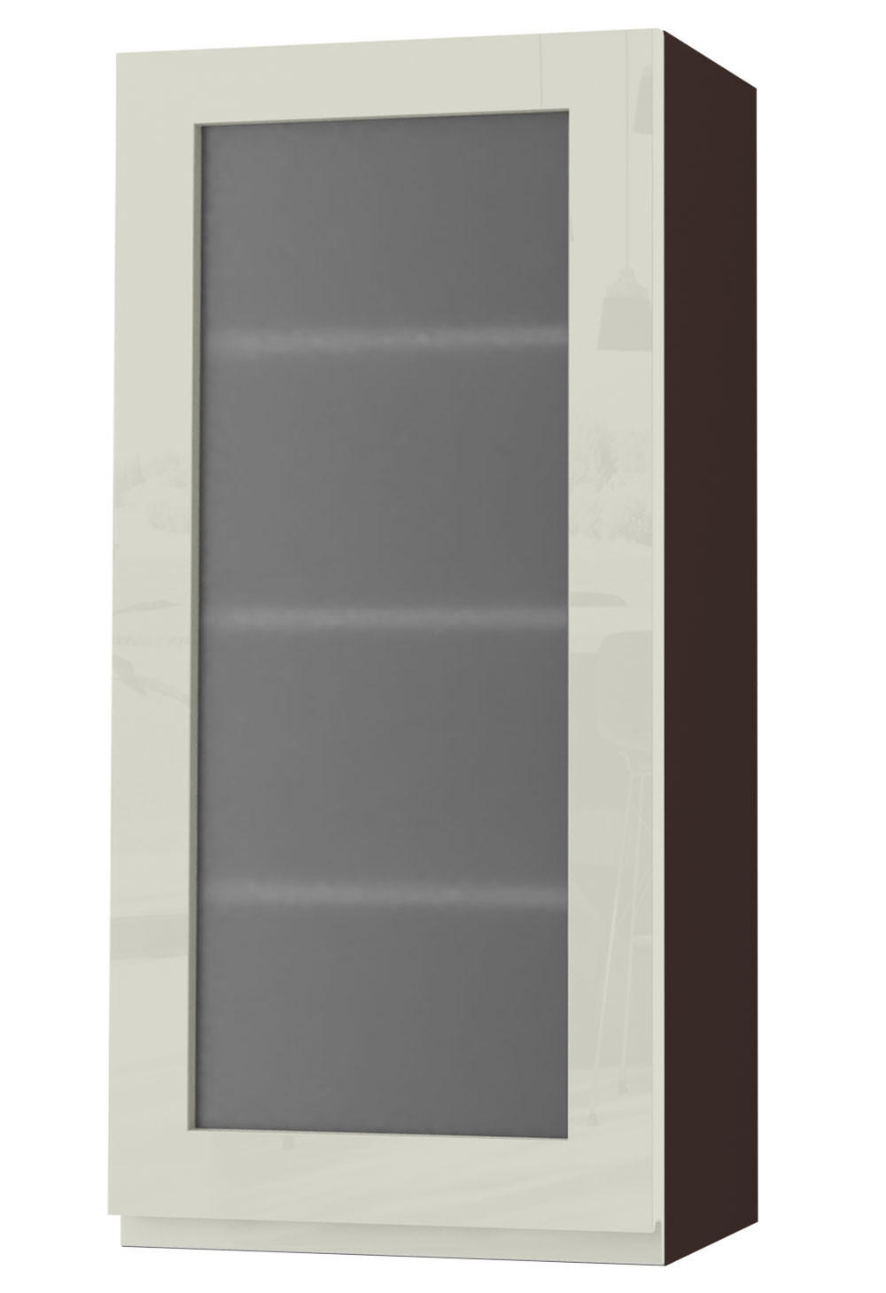 HÄNGESCHRANK Florence W4S/45 Lava / RAL 1013 perlweiß HG 45 / 32,5 / 96cm - Türanschlag links - Dunkelgrau/Weiß Hochglanz, Holz/Holzwerkstoff (45/96/32.5cm) - Feldmann-Wohnen