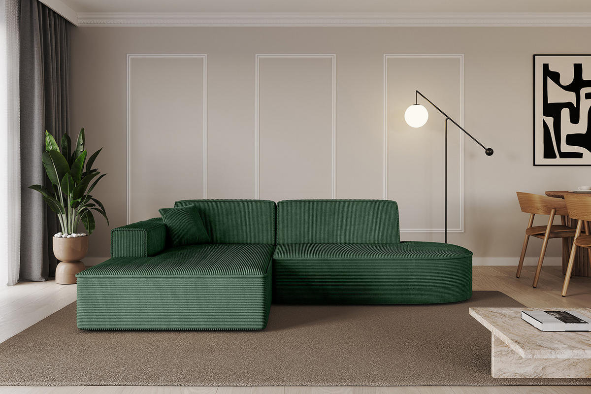 ECKSOFA Ottomane Links IREA-L1-v4 - 233x165x72,5 cm Grün - Grün, Holzwerkstoff/Textil (233/165cm) - ALTDECOR