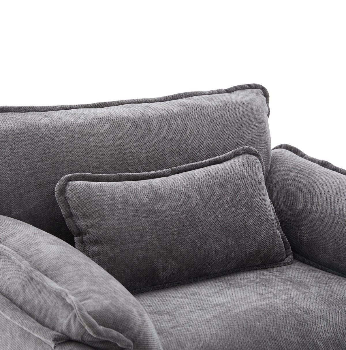 SESSEL 103/85/91 cm in Grau aus Chenille mit Fußhocker und Stauraum - Grau, Textil (103/91/85cm) - BEAOK