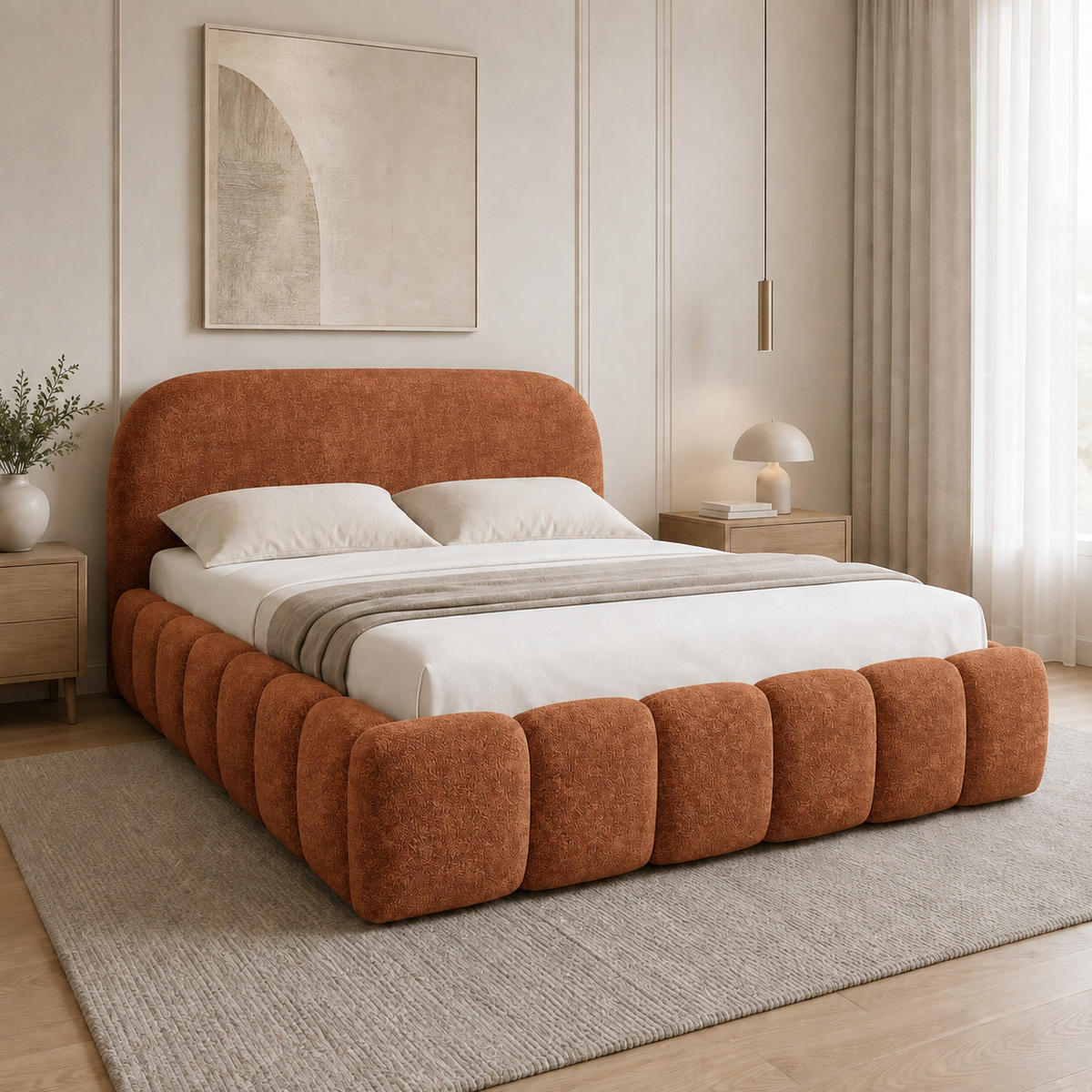 POLSTERBETT mit Stauraum 140x200 cm in Orange - Rostfarben, Textil (140/200cm) - Home Collective