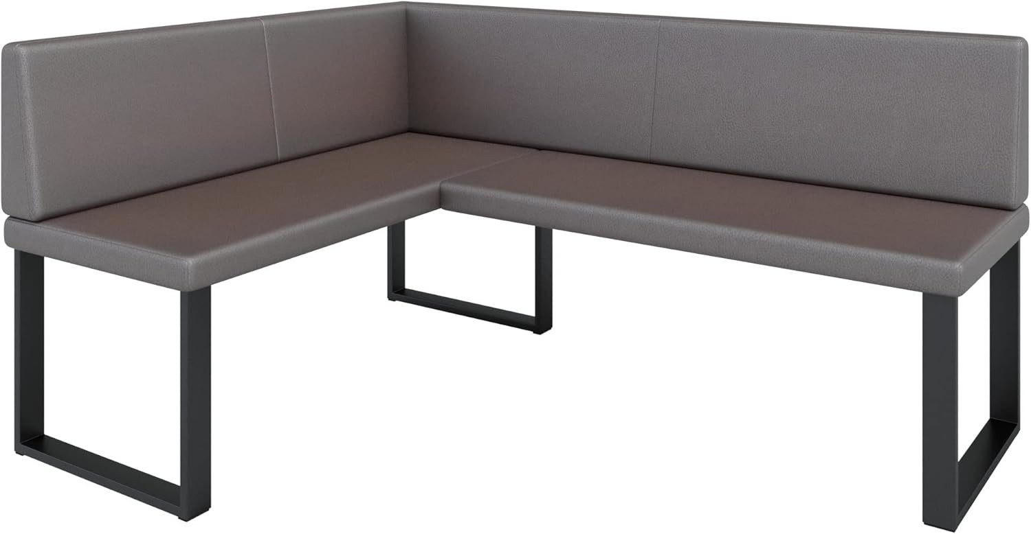 ECKBANK Alina - Kunstleder - 128 x 168 cm - Rechts - Braun - Braun, Leder/Metall (128/168cm) - AN-Moebel 4u