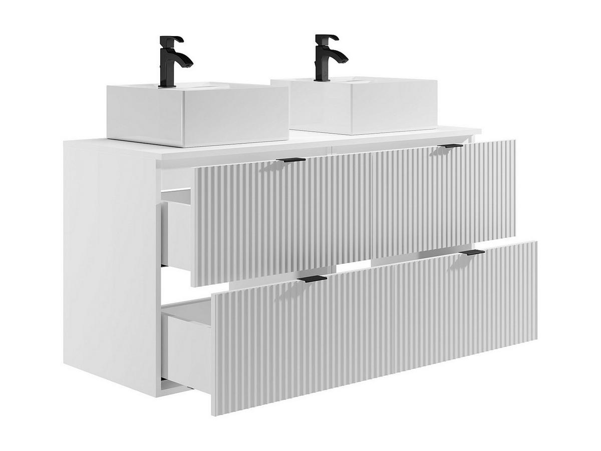 DOPPELWASCHTISCH - 120 cm x 47 cm - Holz, Platte - Weiß - ZEVINI - Weiß, Holz (120/60/47cm) - Vente-Unique
