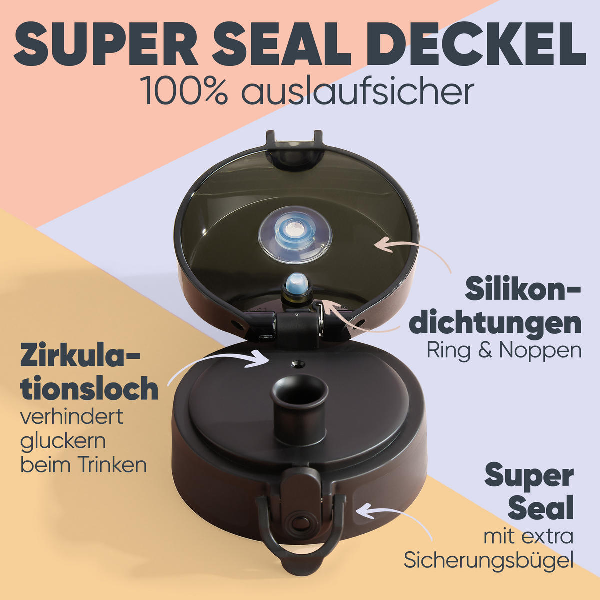 TRINKFLASCHE 0,5L - auslaufsichere - 1-Klick-Verschluss - BPA - freie - Grau-Blau - Blaugrau, Kunststoff (0.5L) - Blumtal