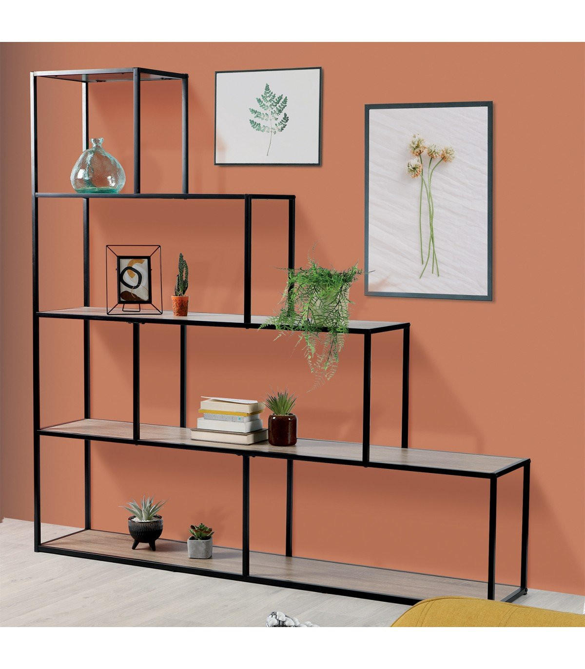 BÜCHERREGAL im Treppen-Design - L160 x H157 cm - Colorado - Schwarz, Holzwerkstoff (30/157/160cm) - Calicosy