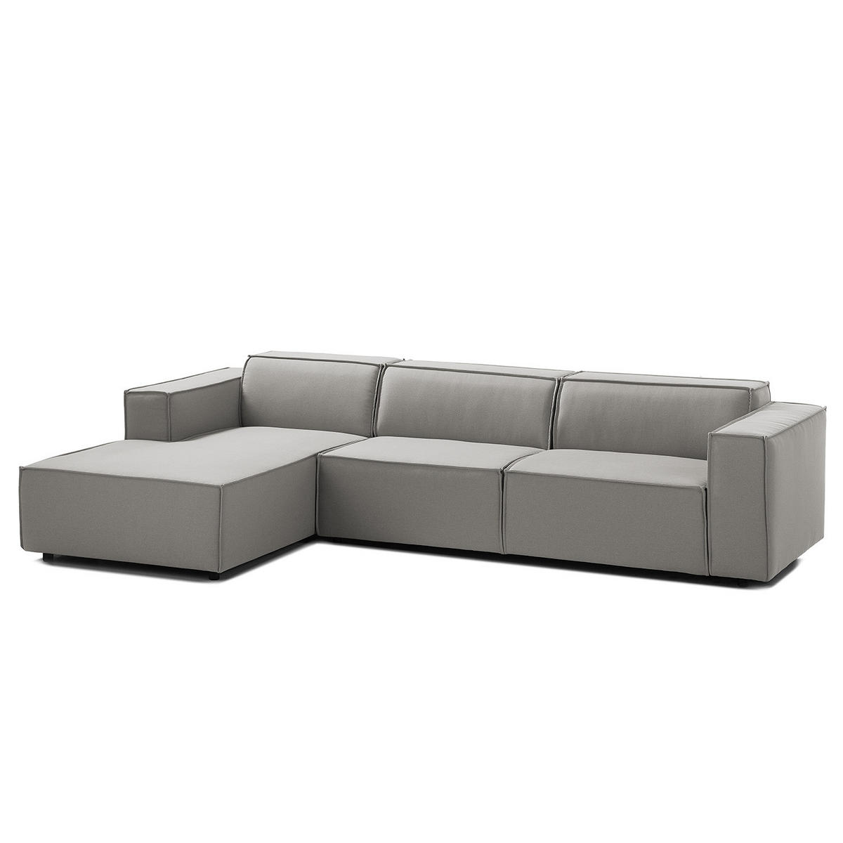 ECKSOFA mit Longchair - Graubraun/Schwarz, Kunststoff/Textil (294/177cm) - home24