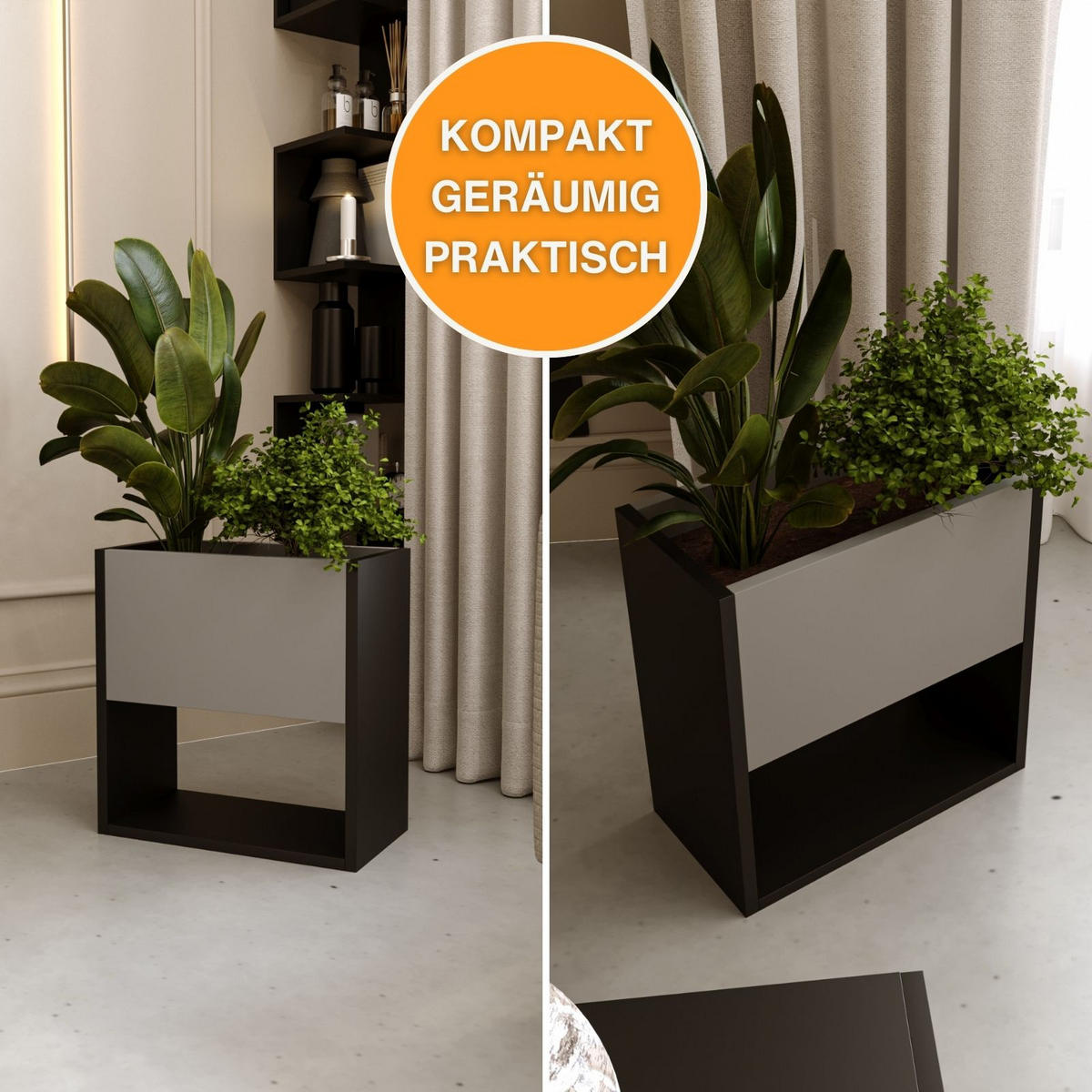 BLUMENKASTEN Dunkelgrau 45/44/22,6cm - Dunkelgrau, Holzwerkstoff (44/45/22.6cm) - CraftPAK