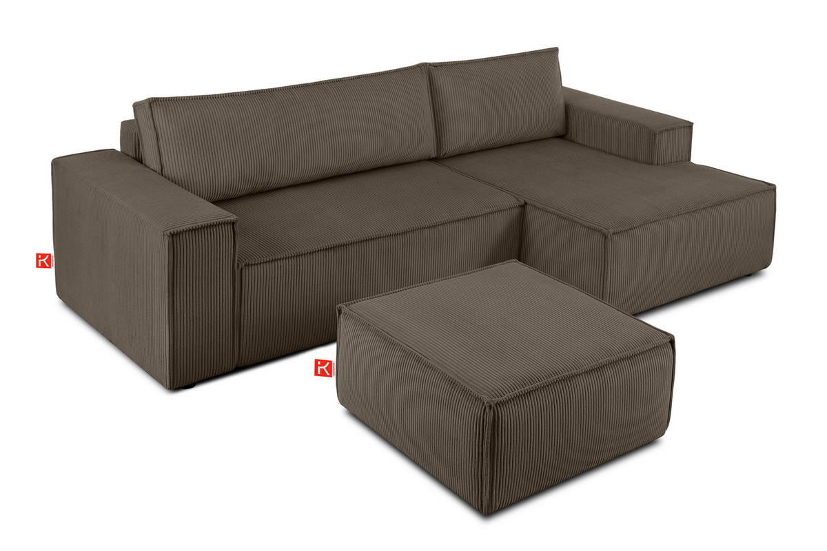 SITZPOUF NAPI gefederte Sitzfläche, braun - Schwarz/Braun, Textil (83/45/83cm) - KONSIMO®