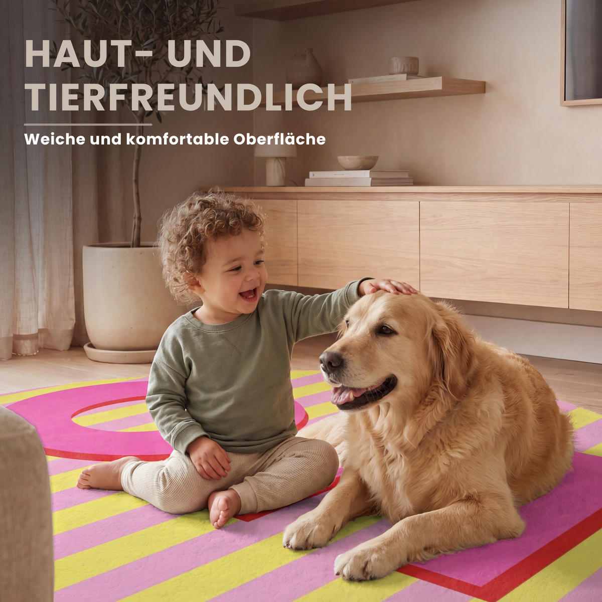 TEPPICH - Text - Streifen - Rosa - 150x150 cm - Pink, Kunststoff/Textil (150/0.4cm) - OnlyWow