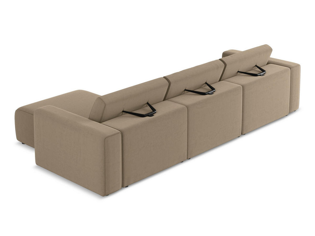 ECKSOFA Rechts Samt Stoff Beige - Beige/Schwarz, Kunststoff/Textil (314/167cm) - Makamii