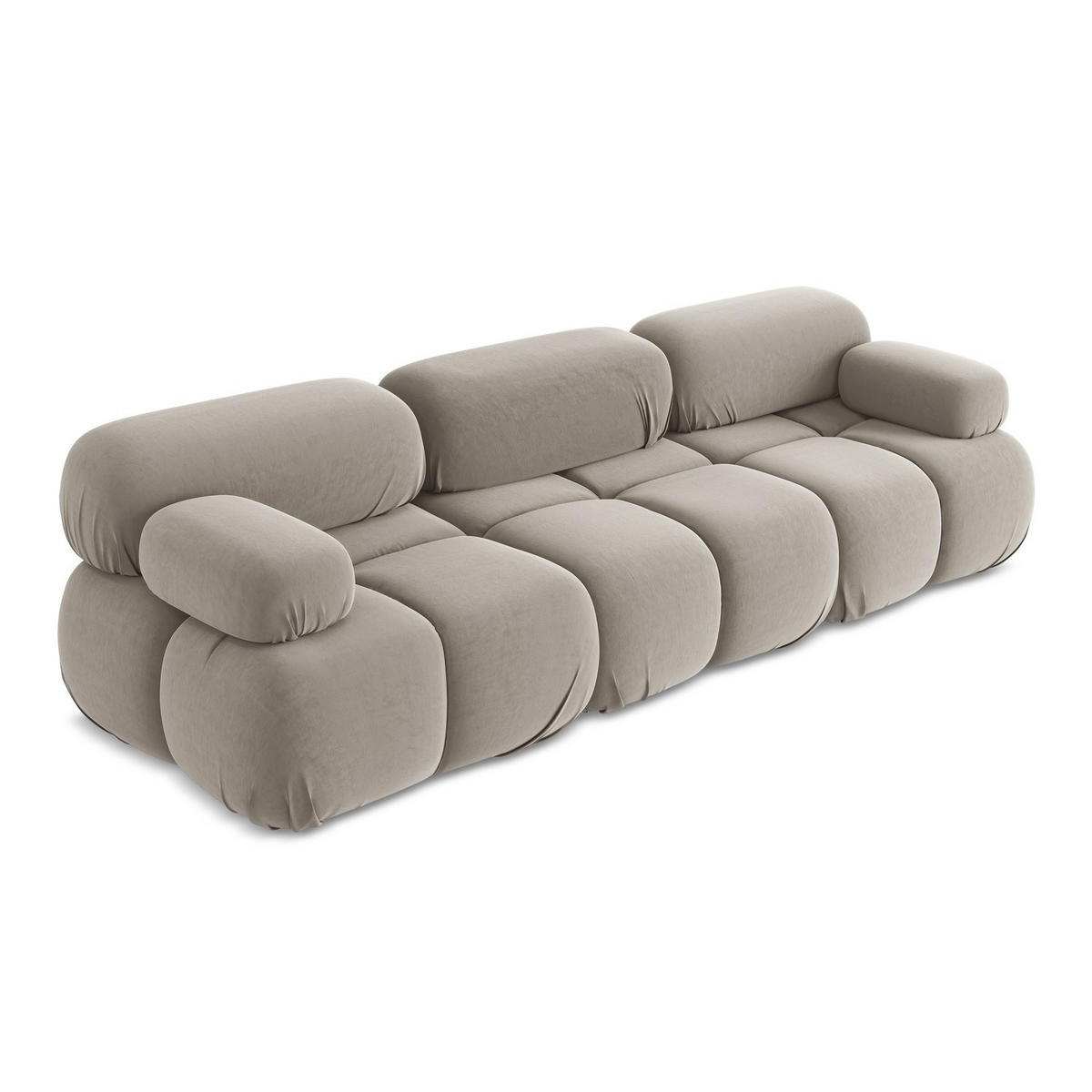 3-SITZER SOFA Samt Stoff Grau - Taupe/Lila, Kunststoff/Textil (285/70/96cm) - LaMiaSofa