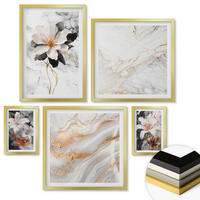 WANDBILDER 5er Set - 50x50 cm & 20x30 cm & 40x60 cm Goldrahmen - Bilder mit blau-goldenen Mustern - Goldfarben, Kunststoff (40/60cm) - ArtPrintCave