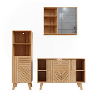 BADMÖBEL-SET Lucie Bambus 3 Teile - Grün, Holzwerkstoff (100/65/36cm) - Vicco