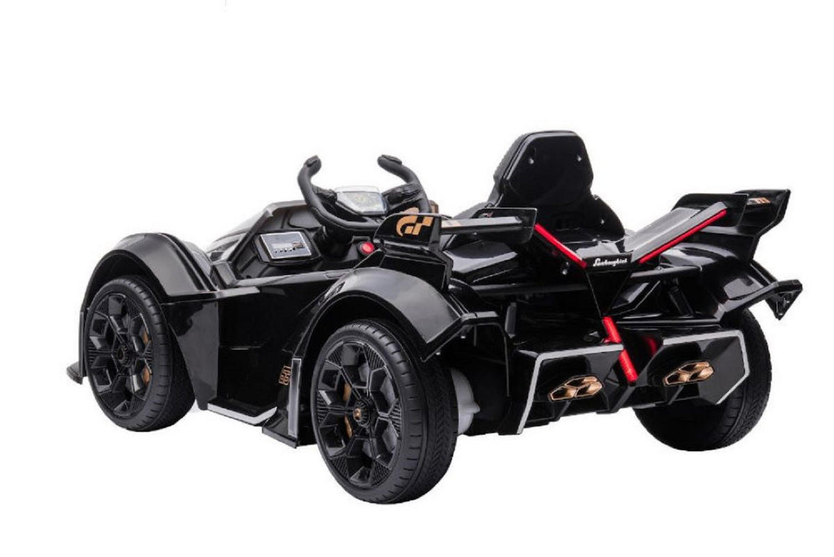 KINDER ELEKTROAUTO Lamborghini V12 Vision Gran Turismo schwarz Fernbedienung, MP3-Anschluss, Musikfunktion, Batterieanzeige - Schwarz, Kunststoff (117/66/50cm) - Es-Toys